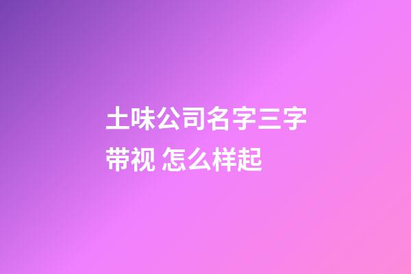 土味公司名字三字带视 怎么样起-第1张-公司起名-玄机派